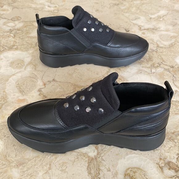 GEOX Respira Gendry Black Studded Zip Sneakers - Picture 6 of 14